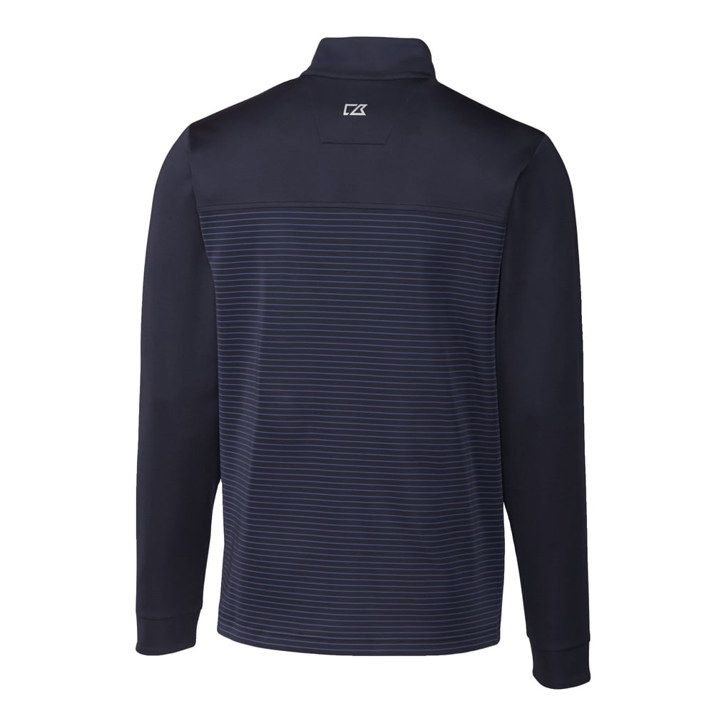  New England Revolution Cutter & Buck Traverse Stretch Eco Stripe Quarter-Zip Pullover Top - Navy